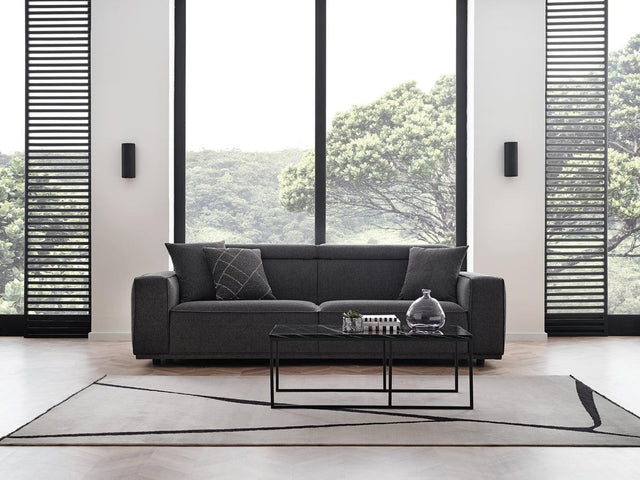 Milos Black 3-Seater Sofa - Ella Furniture