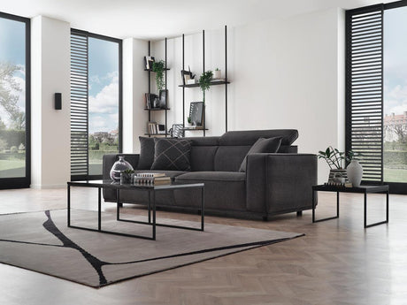 Milos Black 3-Seater Sofa detail view showing upholstery