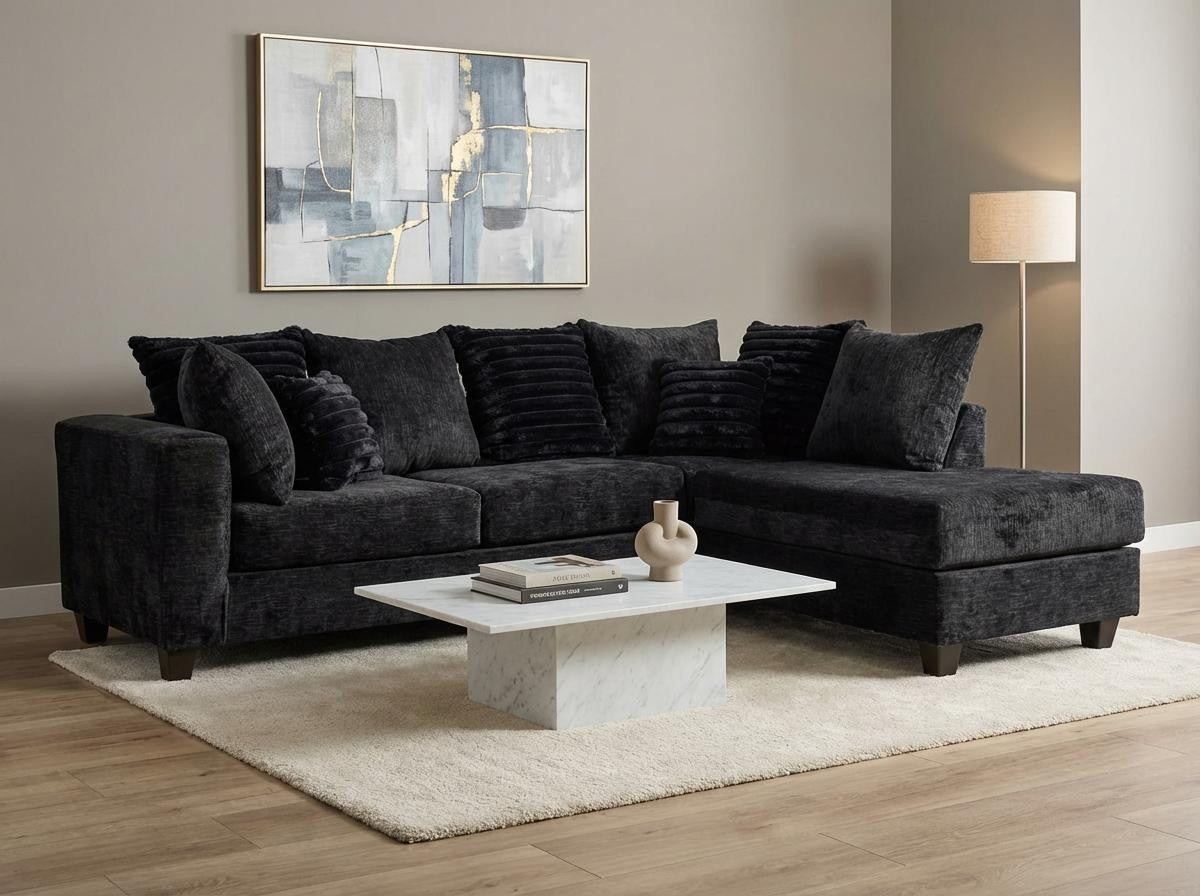 Downy Black Fabric Sectional Sofa from Decor Furniture