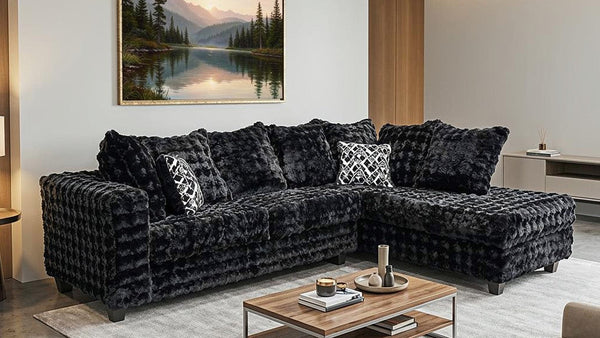 Mamba Black Fabric Sectional Sofa from Decor Furniture