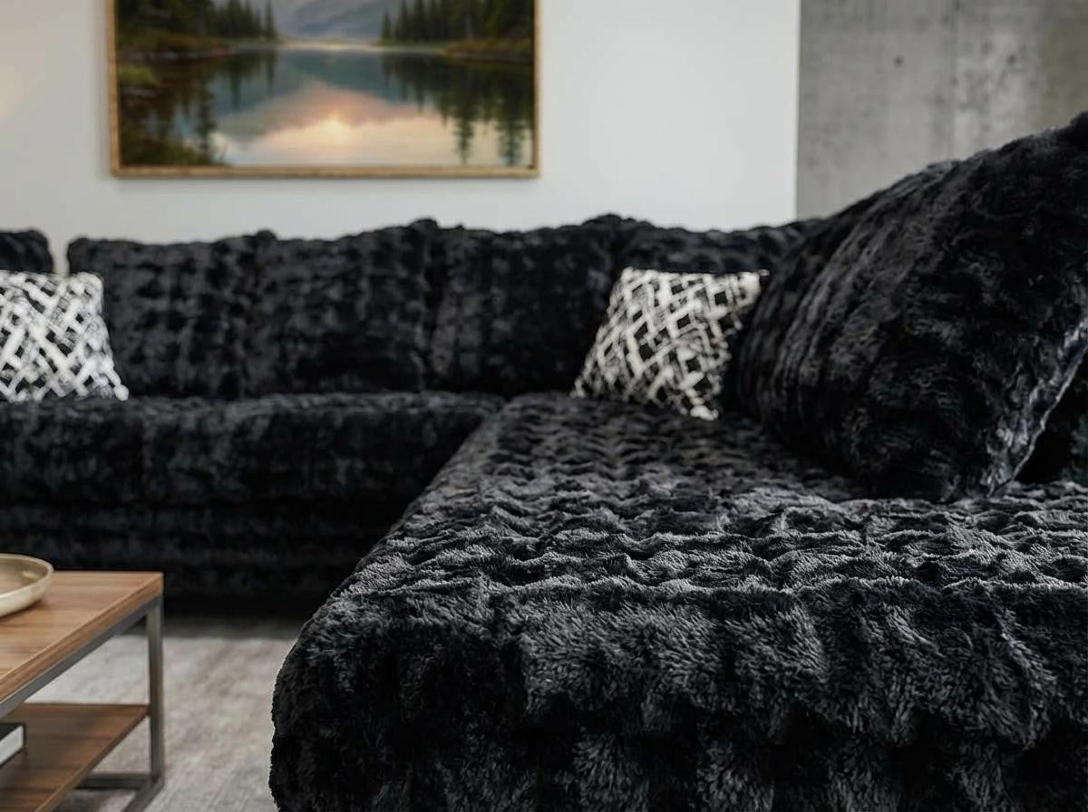 Mamba Black Fabric Sectional Sofa view 2