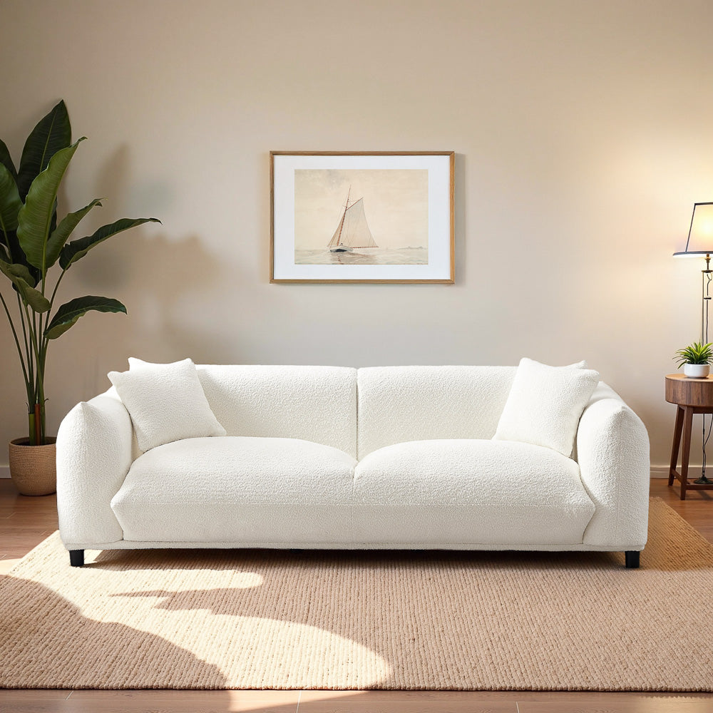 fabric texture close-up of Veronica Cream Boucle Sofa