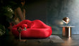 Audrey Red Velvet Loveseat by Nova, front angled view