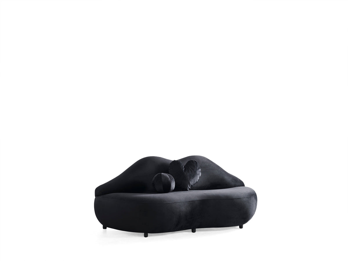 Audrey Black Velvet Loveseat 81"