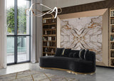 Sophia Black Velvet Chaise Lounge side view