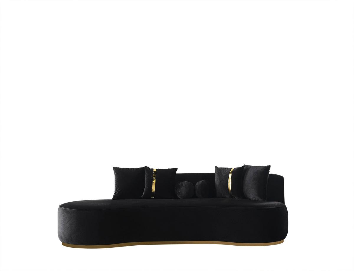 Sophia Black Velvet Chaise Lounge detail close-up