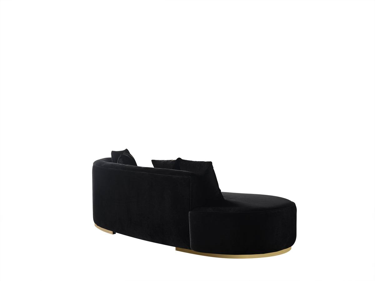 Sophia Black Velvet Chaise Lounge side angle