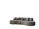 Sophia Gray Velvet Curved Sectional sofa alternate detail