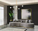 Sophia Gray Velvet Curved Sectional sofa side view