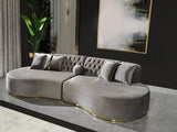 Sophia Gray Velvet Curved Sectional sofa detailed close-up