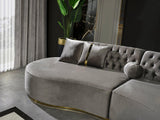 Sophia Gray Velvet Curved Sectional sofa in living room setting