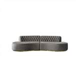 Sophia Gray Velvet Curved Sectional sofa second side view