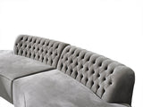 Sophia Gray Velvet Curved Sectional sofa second close-up detail