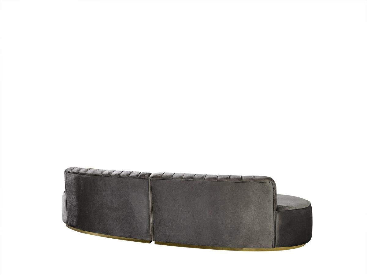 Sophia Gray Velvet Curved Sectional sofa third main view