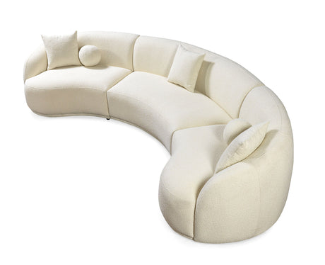 Side profile of curved sectional sofa