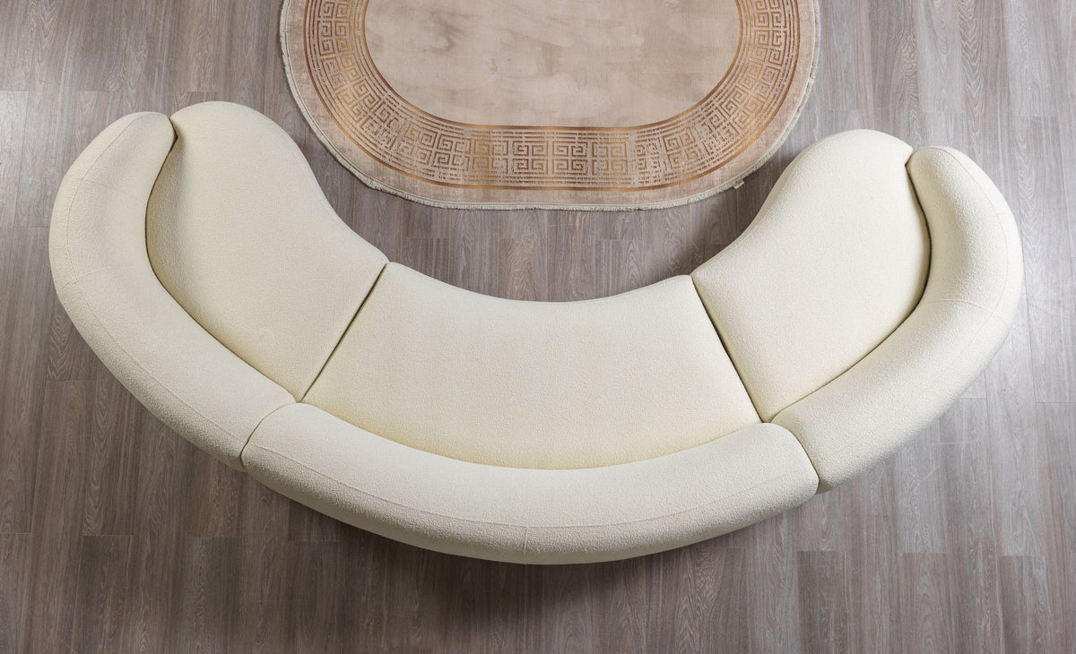 Emily Ivory Boucle 3-Piece Curved 138" Sectional