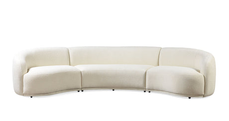Front perspective of ivory boucle sectional