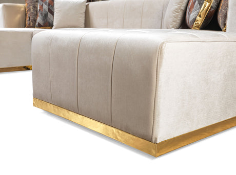 Main sectional sofa view with velvet fabric