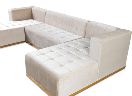 Main angle of ivory velvet double chaise sectional