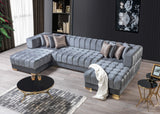 main view of Mia gray velvet double chaise sectional sofa
