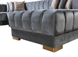 room view of Mia gray velvet double chaise sectional sofa placement