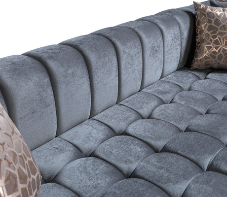 main view of Mia gray velvet double chaise sectional sofa front