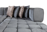 side view of Mia gray velvet double chaise sectional sofa silhouette