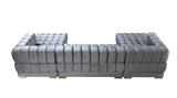 main view of Mia gray velvet double chaise sectional sofa overall