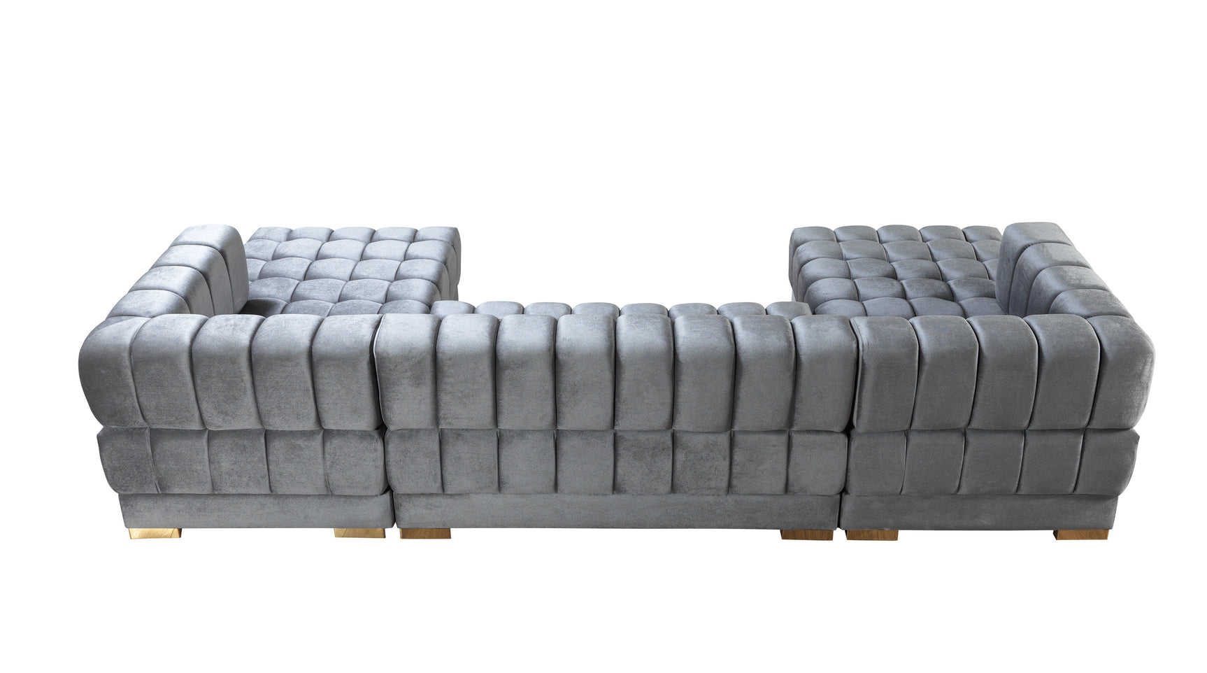 main view of Mia gray velvet double chaise sectional sofa overall