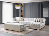 side view of Mia Ivory Velvet Double Chaise Sectional sectional sofa