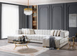 Mia Ivory Velvet Double Chaise Sectional Sofa front view showing ivory velvet upholstery and symmetrical chaise design