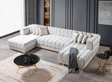 main view of Mia Ivory Velvet Double Chaise Sectional sectional sofa