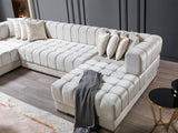 main view of Mia Ivory Velvet Double Chaise Sectional sectional sofa