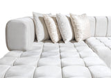 side view of Mia Ivory Velvet Double Chaise Sectional sectional sofa