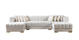 main view of Mia Ivory Velvet Double Chaise Sectional sectional sofa