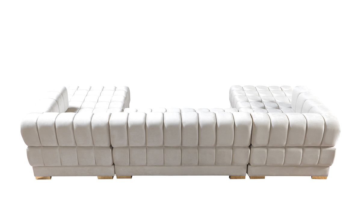 side view of Mia Ivory Velvet Double Chaise Sectional sectional sofa