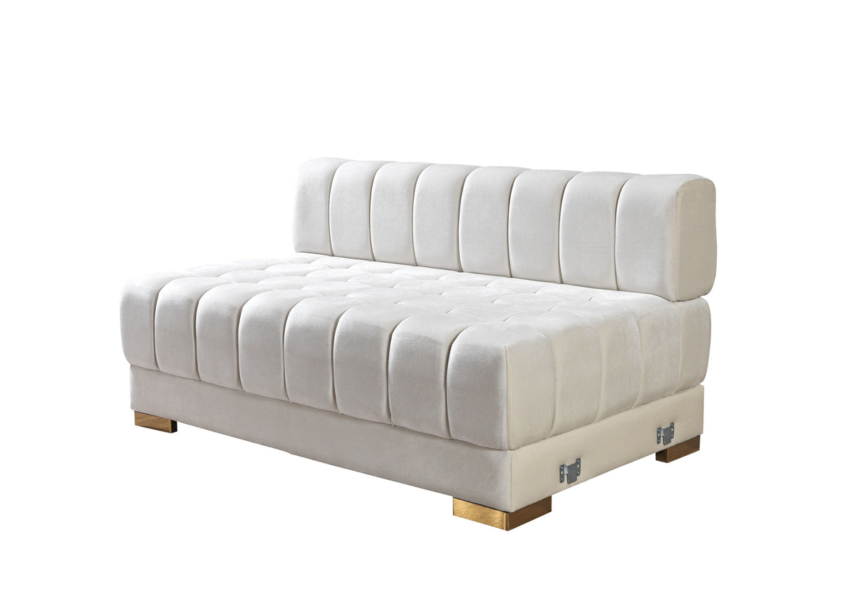 room view of Mia Ivory Velvet Double Chaise Sectional sectional sofa