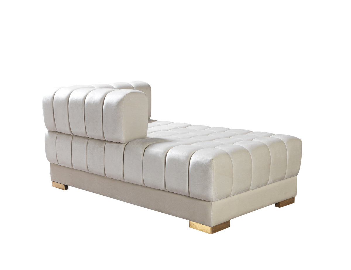 detail view of Mia Ivory Velvet Double Chaise Sectional sectional sofa