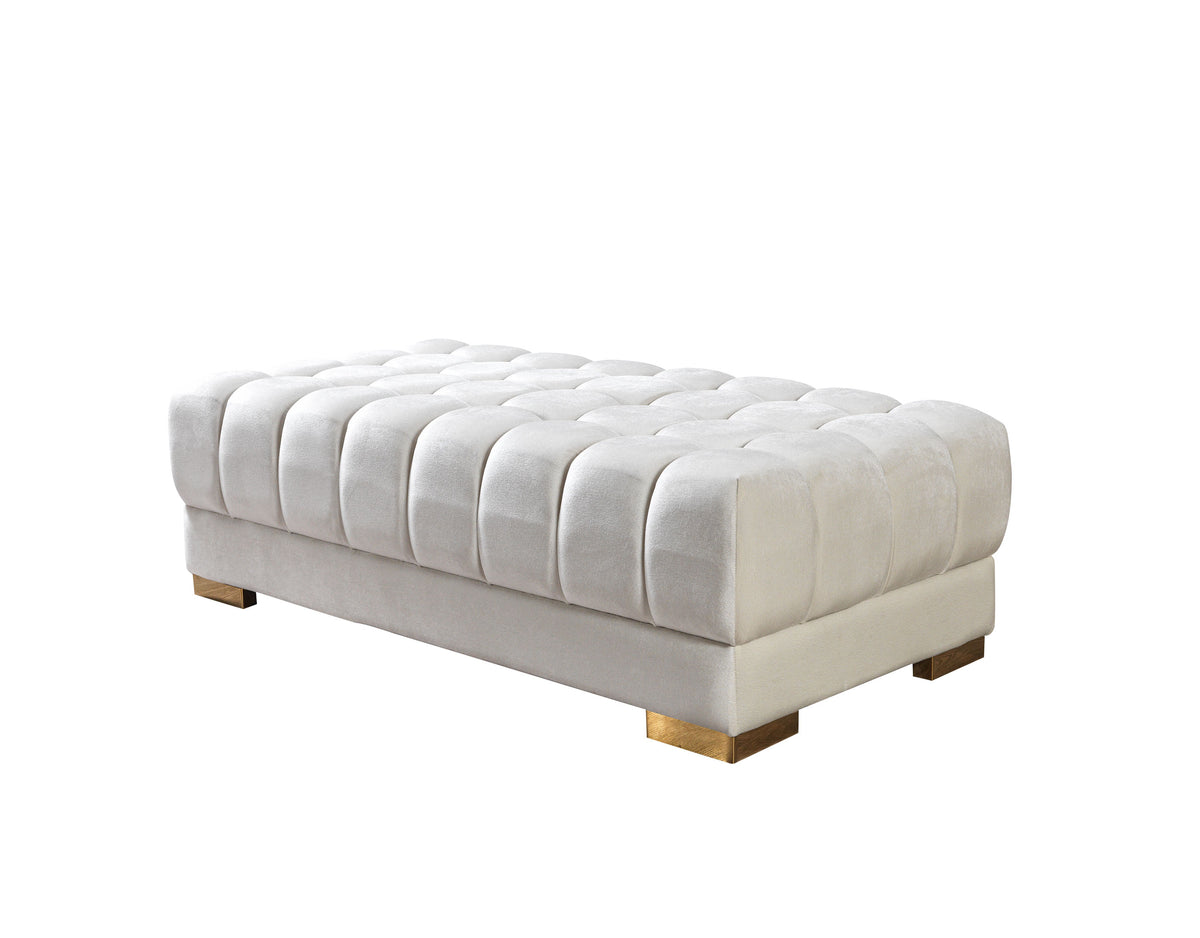 side view of Mia Ivory Velvet Double Chaise Sectional sectional sofa