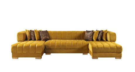 Front view of sectional showing chaise and loveseat