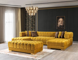 Side angle of Mia Mustard Velvet Double Chaise Sectional
