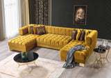 Front angle of Mia Mustard Velvet Double Chaise Sectional