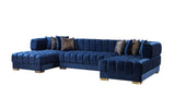 side view of Mia Blue Velvet Double Chaise Sectional sofa