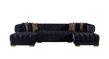 Another main view of Mia black velvet sectional sofa