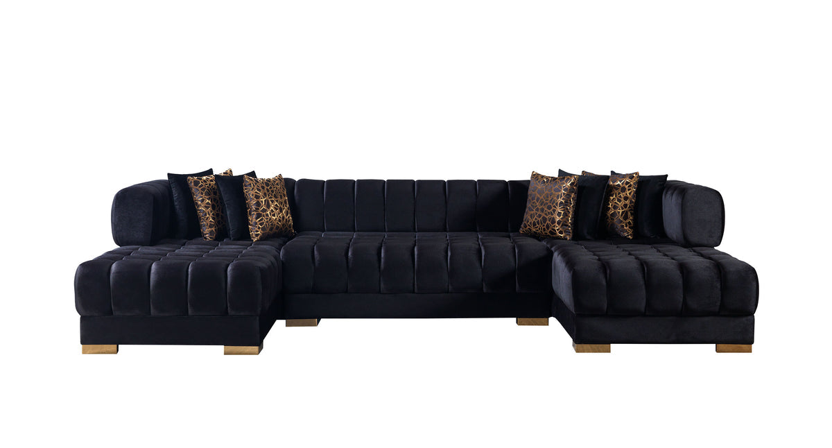 Another main view of Mia black velvet sectional sofa