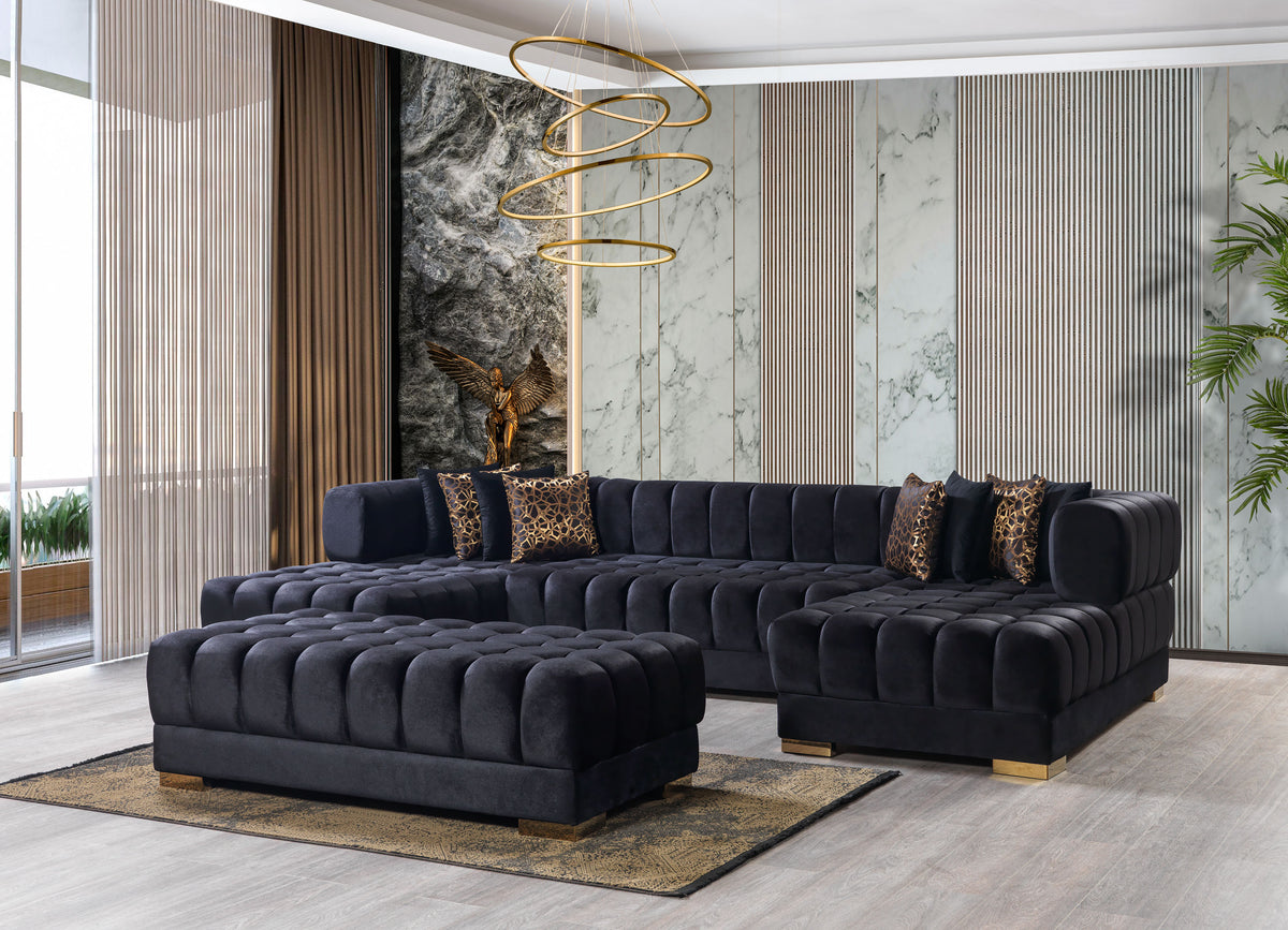 Detailed close-up of velvet upholstery on Mia sectional
