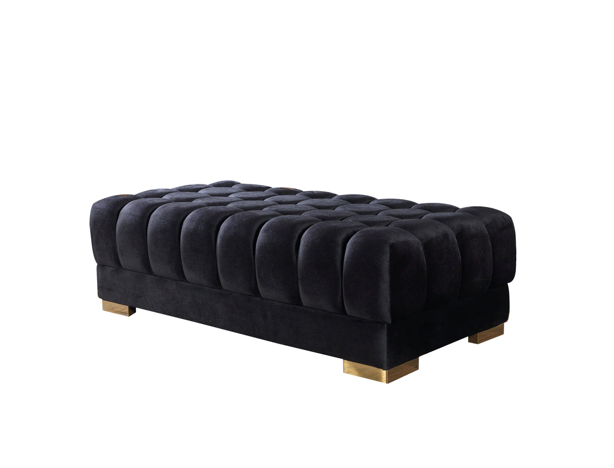 Mia black velvet double chaise 138 sectional sofa main view