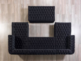 Living room setup with Emma Black Velvet Double Chaise sectional sofa