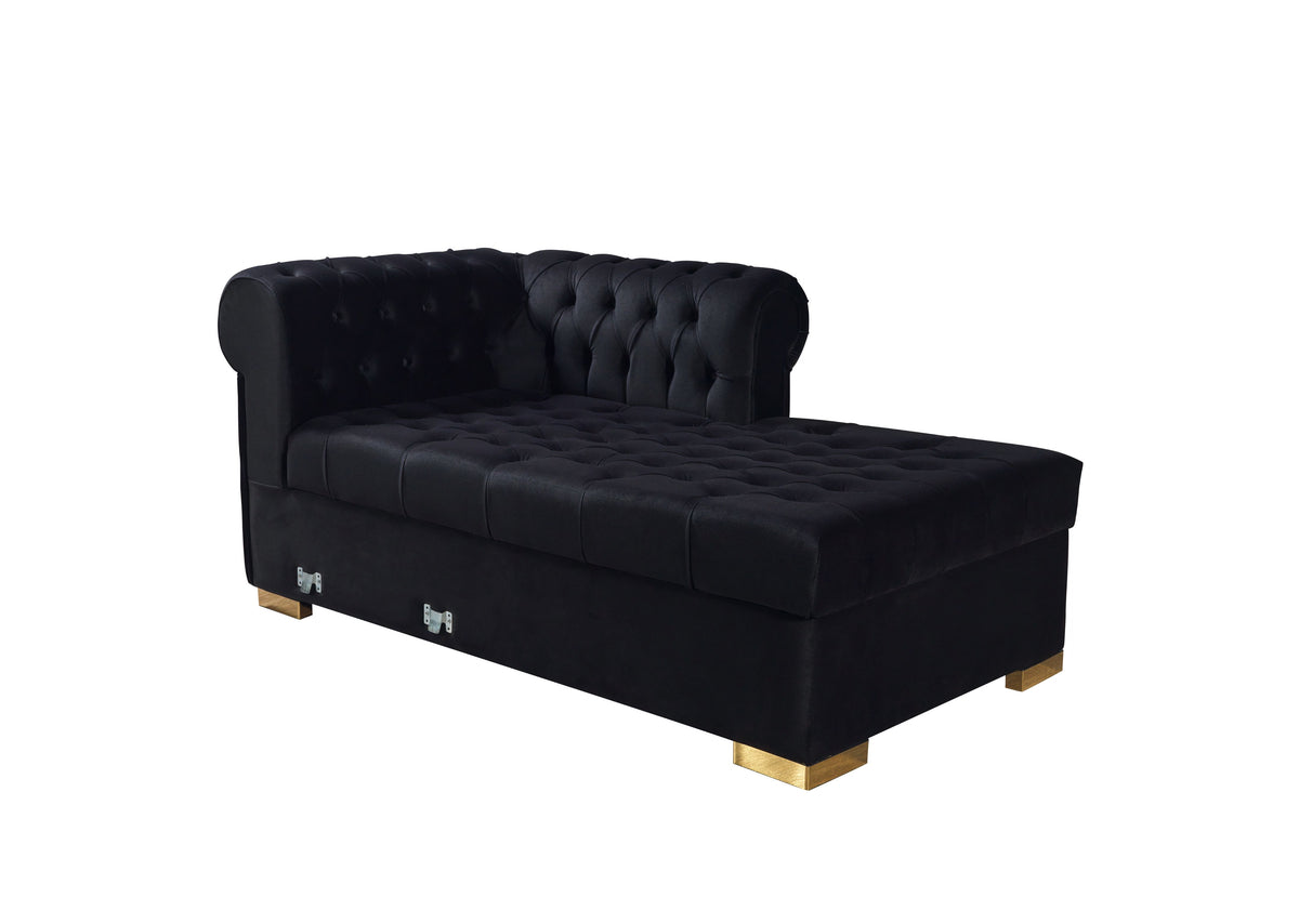 Emma Black Velvet Double Chaise 136" Sectional Sofa main view