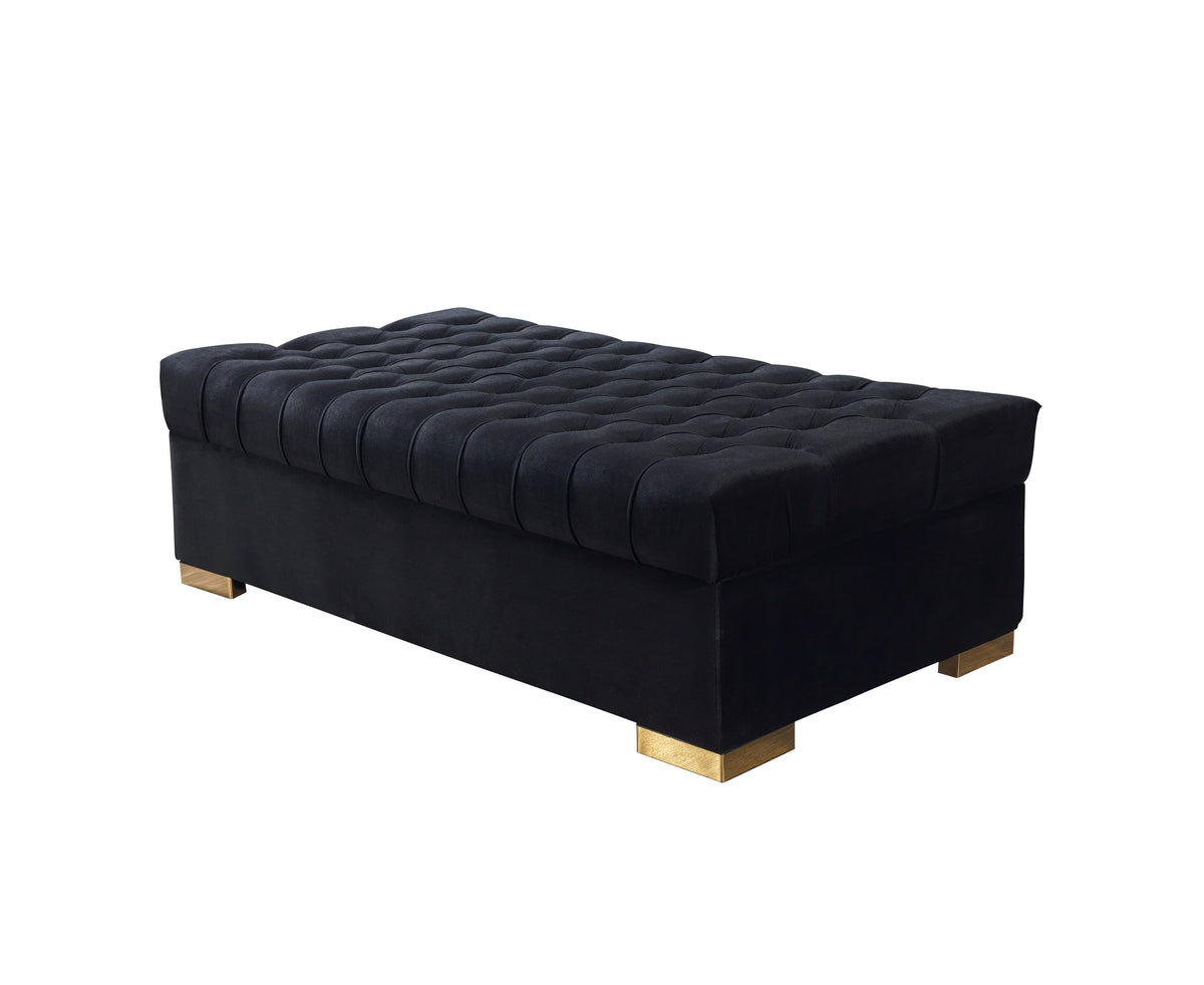 Emma Black Velvet Double Chaise 136" Sectional Sofa main view